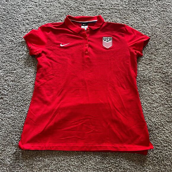 Nike Team USA Soccer Polo Shirt Jersey Red 2016 Olympics Women’s XL Short Sleeve - Picture 1 of 8
